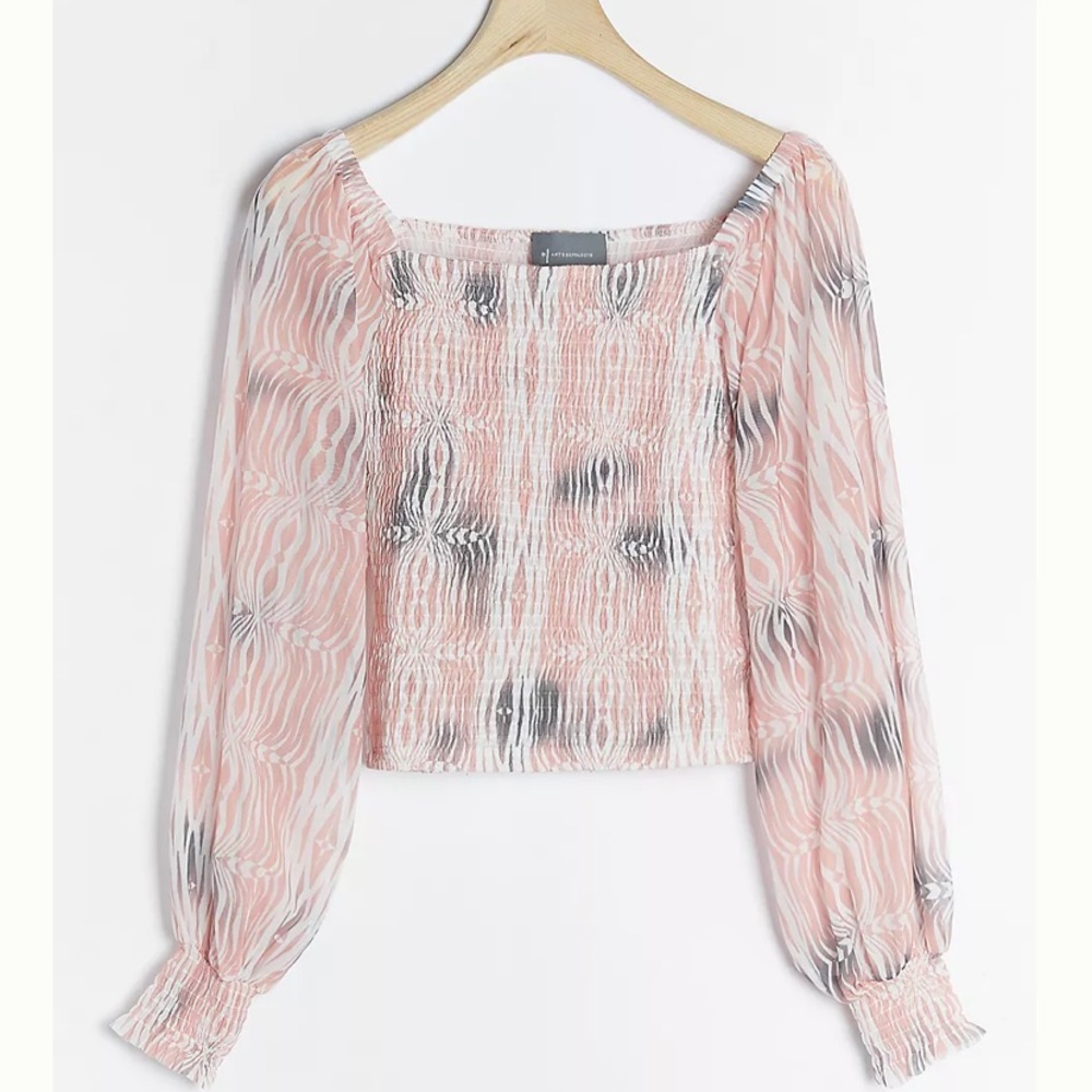 NWT Free People Rouen Smocked Top Cropped